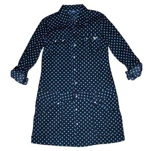 LE TIGRE NEW Juniors M MEDIUM Black Blue Dot WAITRESS Mini Dress Punk Emo